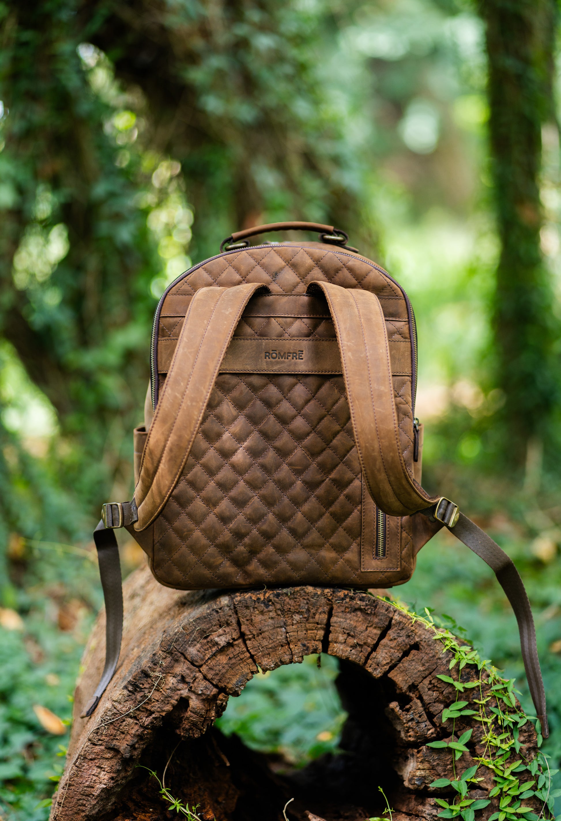 brown quilted leather backpack Rōmfrē Travel Co. Kapolei Backpack - Large