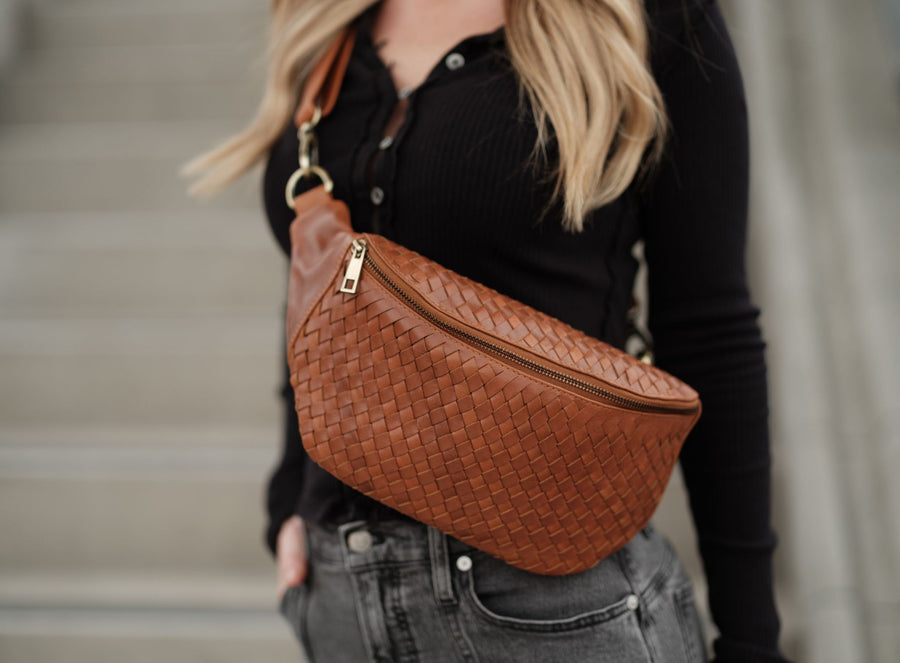 Haleiwa Woven Leather Sling Bag