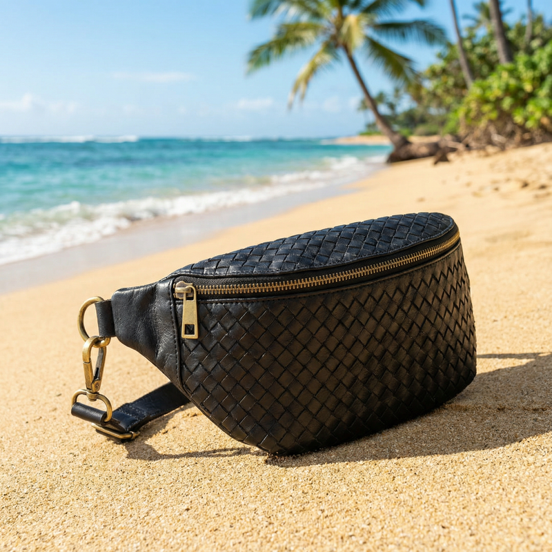 Haleiwa Woven Leather Sling Bag