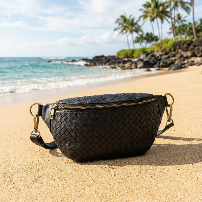 Haleiwa Woven Leather Sling Bag