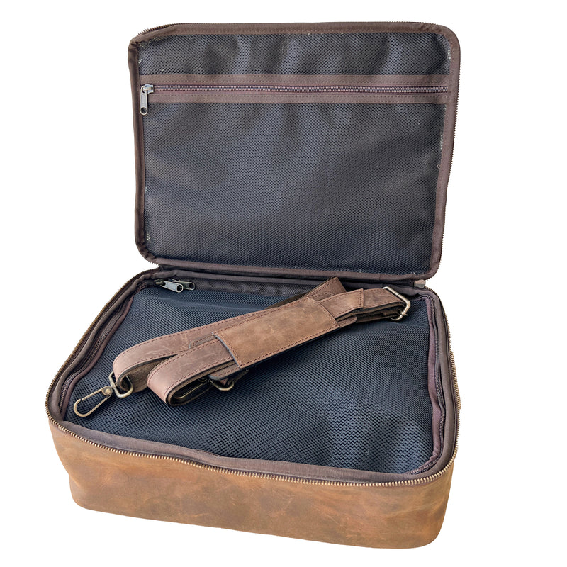 Clearance - Leather CPAP Travel Bag - Cocoa