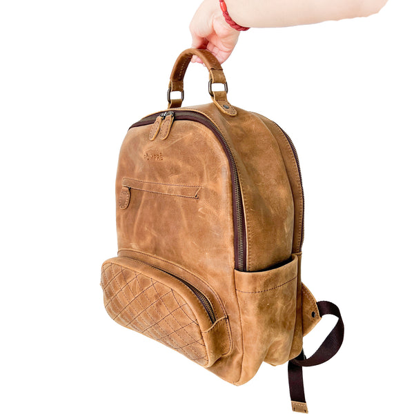 Clearance - EDC Leather Backpack Medium - Walnut